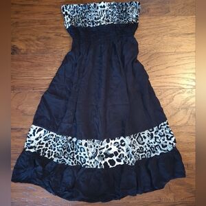 Y2k Strapless Leopard Print Dress